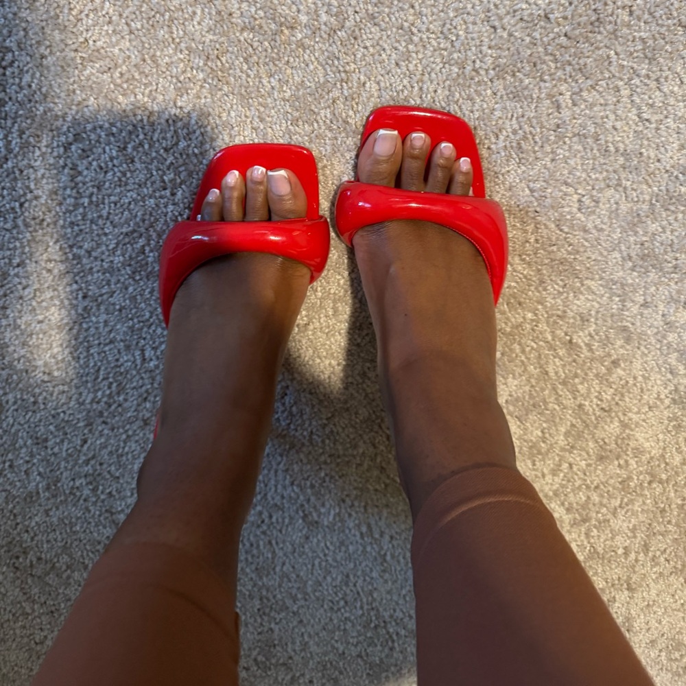 Chic Red Mules – Great Condition!